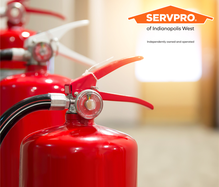Fire extinguishers with SERVPRO of Indianapolis West logo